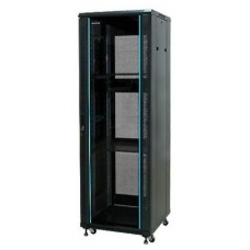 PHASAK Armario rack suelo 19" Phasak Pro 27U 600x 600 negro Desmontado e incluye 2 bandejas, regleta rack 8t, kit patas/ruedas, ventilacion forzada techo y cerr en Huesoi